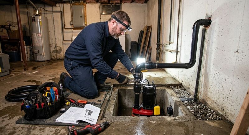 Basement Drainage Installation in West Des Moines, IA